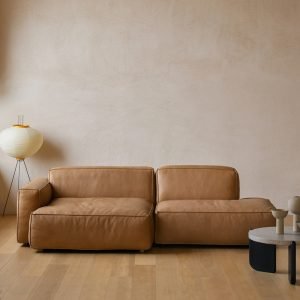 Modular Faux Leather Sofa Set, Tan, Perfect for Customizable Living Spaces