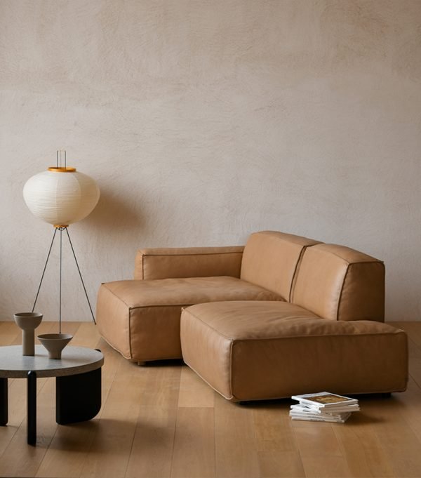 Modular Faux Leather Sofa Set, Tan, Perfect for Customizable Living Spaces