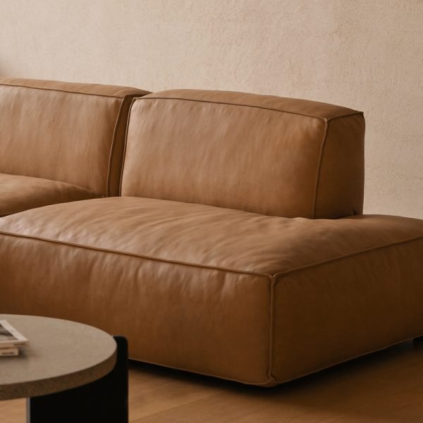 Modular Faux Leather Sofa Set, Tan, Perfect for Customizable Living Spaces
