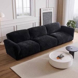 Grande Sofa Collection - Snowy Chenille Black Fabric Sofas for Large Flats, Available in Multiple Sizes