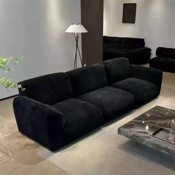 Grande Sofa Collection - Snowy Chenille Black Fabric Sofas for Large Flats, Available in Multiple Sizes