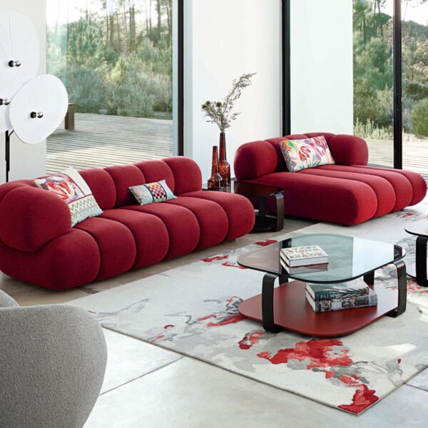 BX2203 (4) Luxurious Red Modular Sofa Set for Contemporary Living Spaces