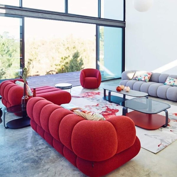 BX2203 (5) Luxurious Red Modular Sofa Set for Contemporary Living Spaces