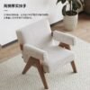 Living Room Yellow Fabric Upholstery Wood Armrest Armchair