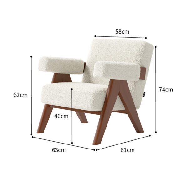 Living Room Yellow Fabric Upholstery Wood Armrest Armchair
