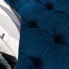 Royal Blue Velvet Sofa with Brass Feet and Nailhead Trim, Perfect for Luxurious Living Rooms