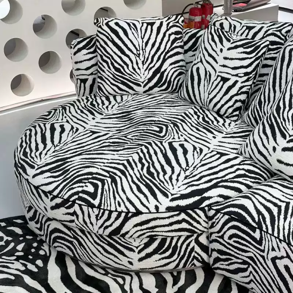 3.4M Extra-Long Modern Sectional Sofa with Zebra Pattern, Comfortable Upholstered Couch for Spacious Living Room