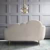 2M Cloud-Shaped Cream Velvet Sofa with Gold Legs, Exquisite for Modern Living Rooms