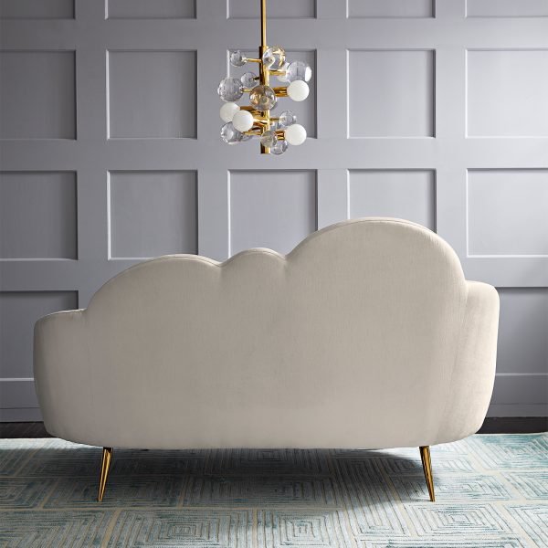 2M Cloud-Shaped Cream Velvet Sofa with Gold Legs, Exquisite for Modern Living Rooms