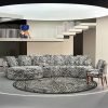 3.4M Extra-Long Modern Sectional Sofa with Zebra Pattern, Comfortable Upholstered Couch for Spacious Living Room