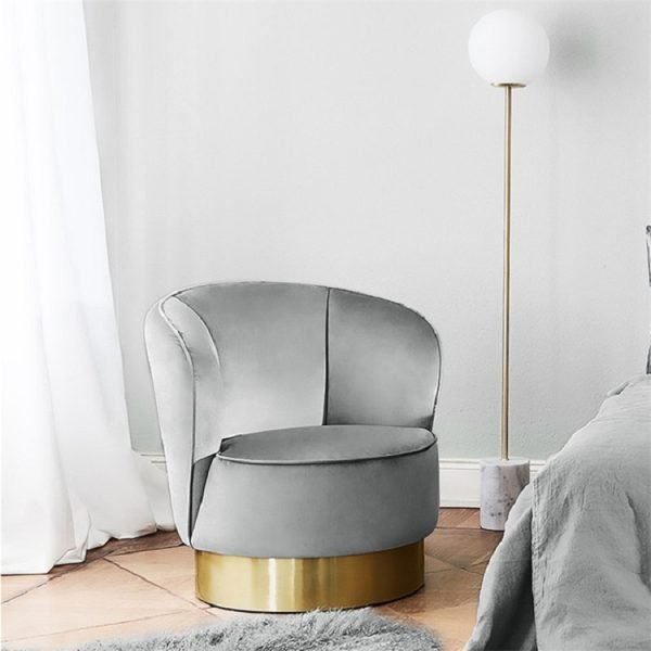 70×75×80 cm Petite Luxury Armchair – Fixed-Base Velvet Single Seat in Grey, Mist Blue & Pink