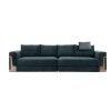 250CM Dark Green Velvet Sectional Sofa with Wooden Accents, Perfect for Modern Living Rooms
