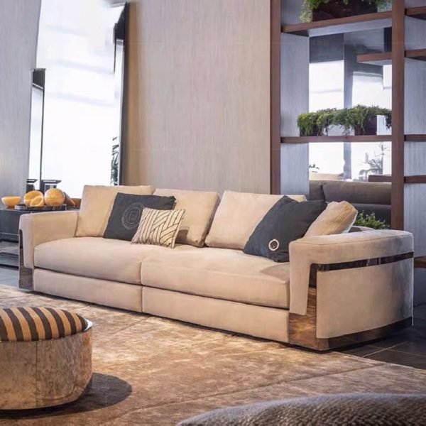 250CM Dark Green Velvet Sectional Sofa with Wooden Accents, Perfect for Modern Living Rooms