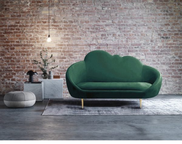 2M Cloud-Shaped Cream Velvet Sofa with Gold Legs, Exquisite for Modern Living Rooms