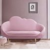 2M Cloud-Shaped Cream Velvet Sofa with Gold Legs, Exquisite for Modern Living Rooms